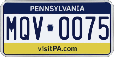 PA license plate MQV0075
