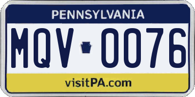 PA license plate MQV0076