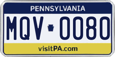 PA license plate MQV0080