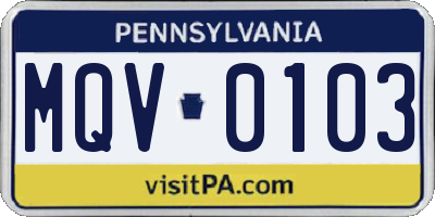 PA license plate MQV0103