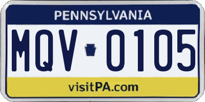 PA license plate MQV0105