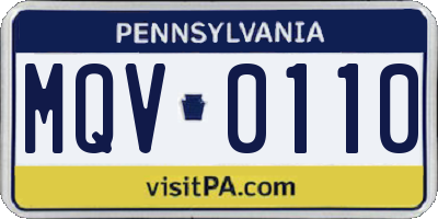 PA license plate MQV0110