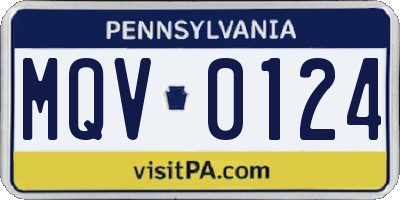 PA license plate MQV0124