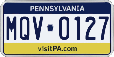 PA license plate MQV0127