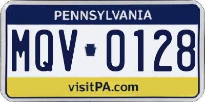 PA license plate MQV0128