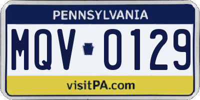 PA license plate MQV0129