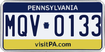 PA license plate MQV0133