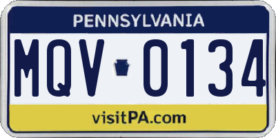 PA license plate MQV0134