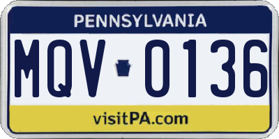 PA license plate MQV0136