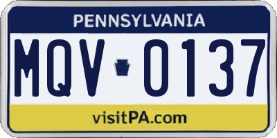 PA license plate MQV0137