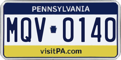 PA license plate MQV0140
