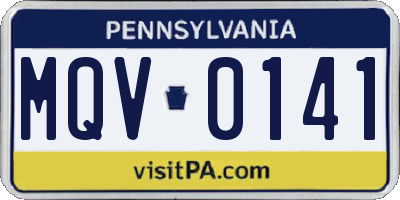 PA license plate MQV0141