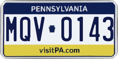 PA license plate MQV0143