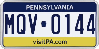 PA license plate MQV0144