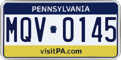 PA license plate MQV0145