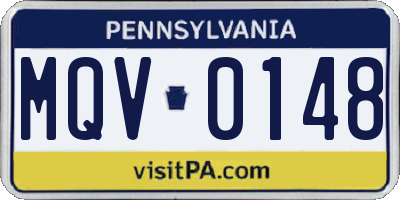 PA license plate MQV0148