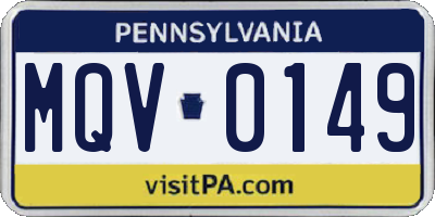 PA license plate MQV0149
