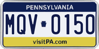 PA license plate MQV0150