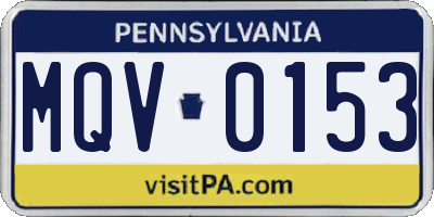 PA license plate MQV0153