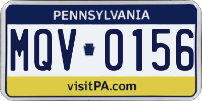 PA license plate MQV0156