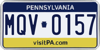 PA license plate MQV0157