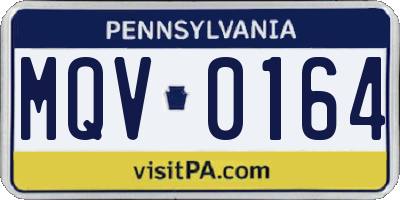 PA license plate MQV0164