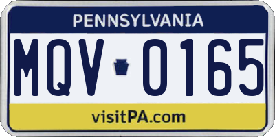 PA license plate MQV0165