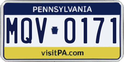 PA license plate MQV0171