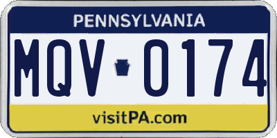 PA license plate MQV0174