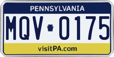 PA license plate MQV0175