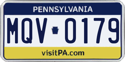 PA license plate MQV0179