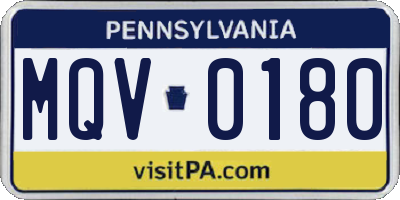 PA license plate MQV0180