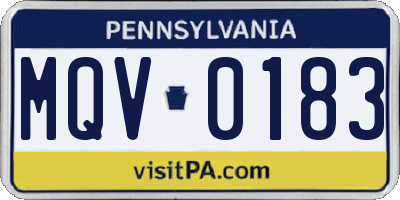 PA license plate MQV0183