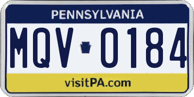 PA license plate MQV0184