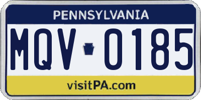 PA license plate MQV0185