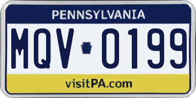 PA license plate MQV0199