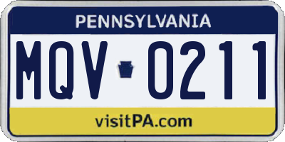 PA license plate MQV0211
