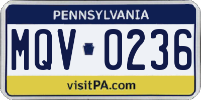 PA license plate MQV0236