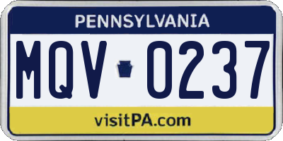 PA license plate MQV0237