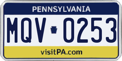 PA license plate MQV0253