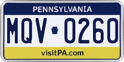 PA license plate MQV0260