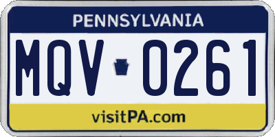 PA license plate MQV0261