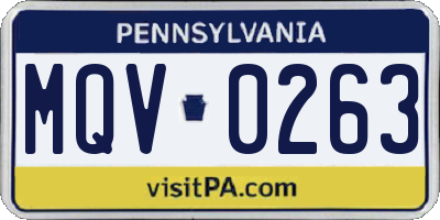 PA license plate MQV0263