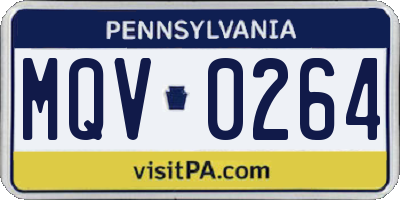 PA license plate MQV0264
