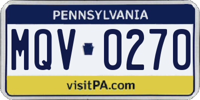 PA license plate MQV0270