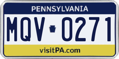 PA license plate MQV0271