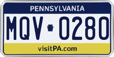 PA license plate MQV0280