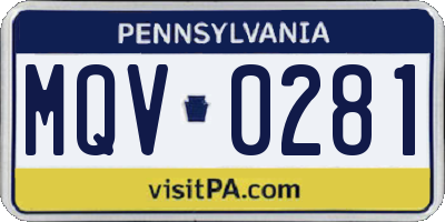 PA license plate MQV0281