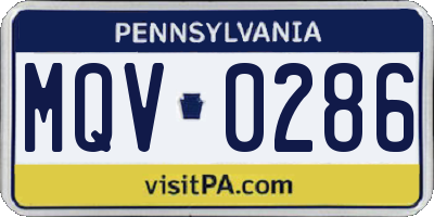 PA license plate MQV0286