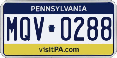 PA license plate MQV0288
